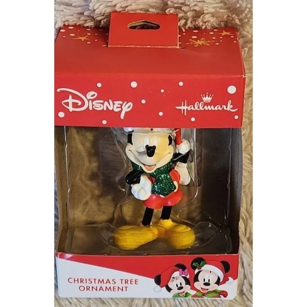 Hallmark Disney Mickey Mouse Green Scarf Santa Hat Christmas Tree Ornament 2020